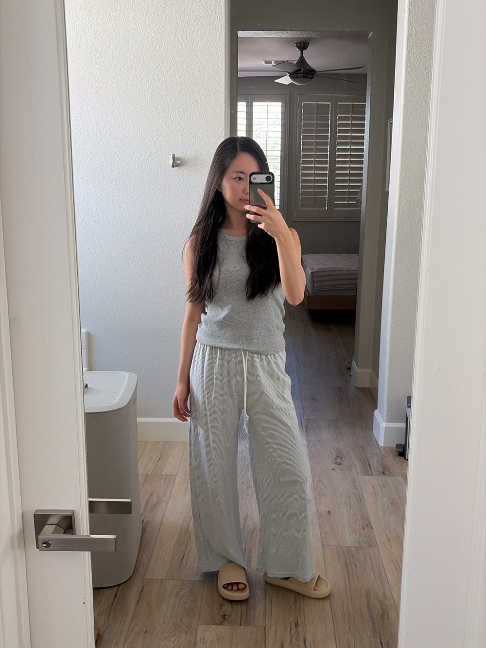 Brandy Melville Anastasia Striped Pants – Light Blue & White